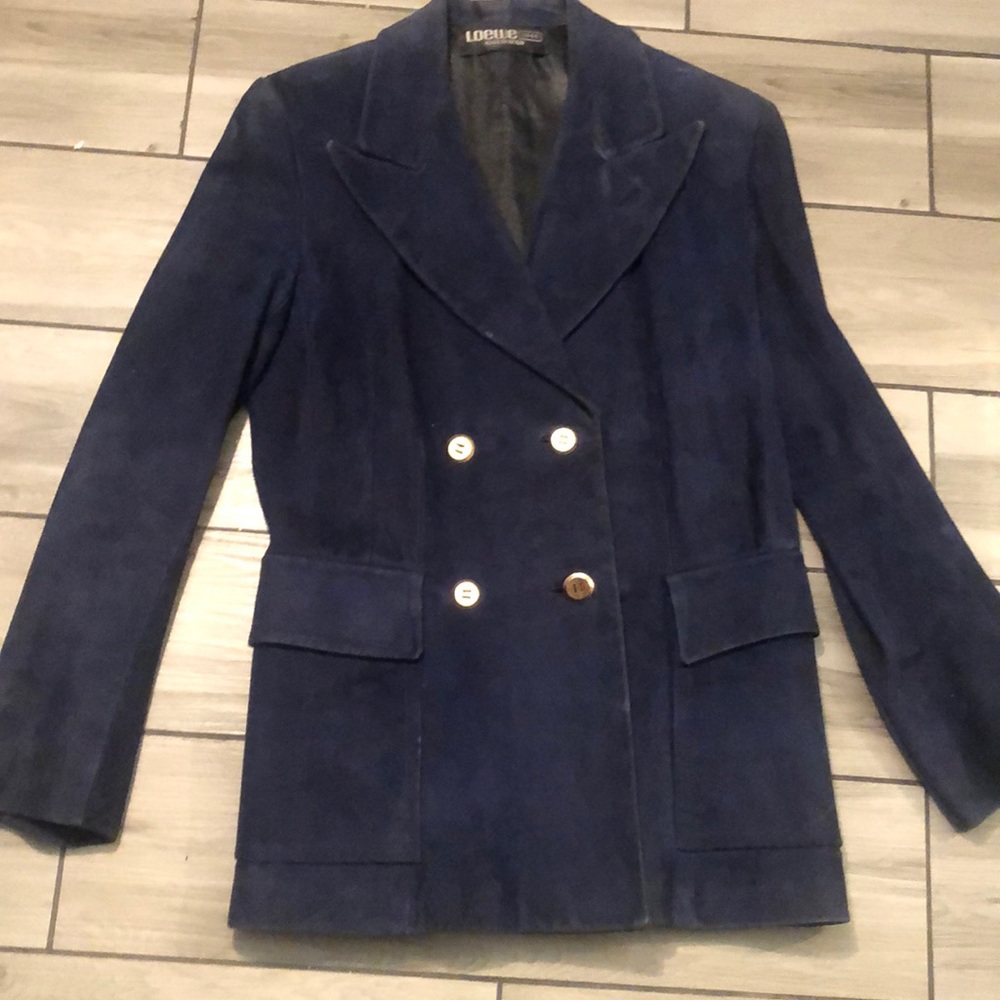 Loewe navy suede blazer size 40